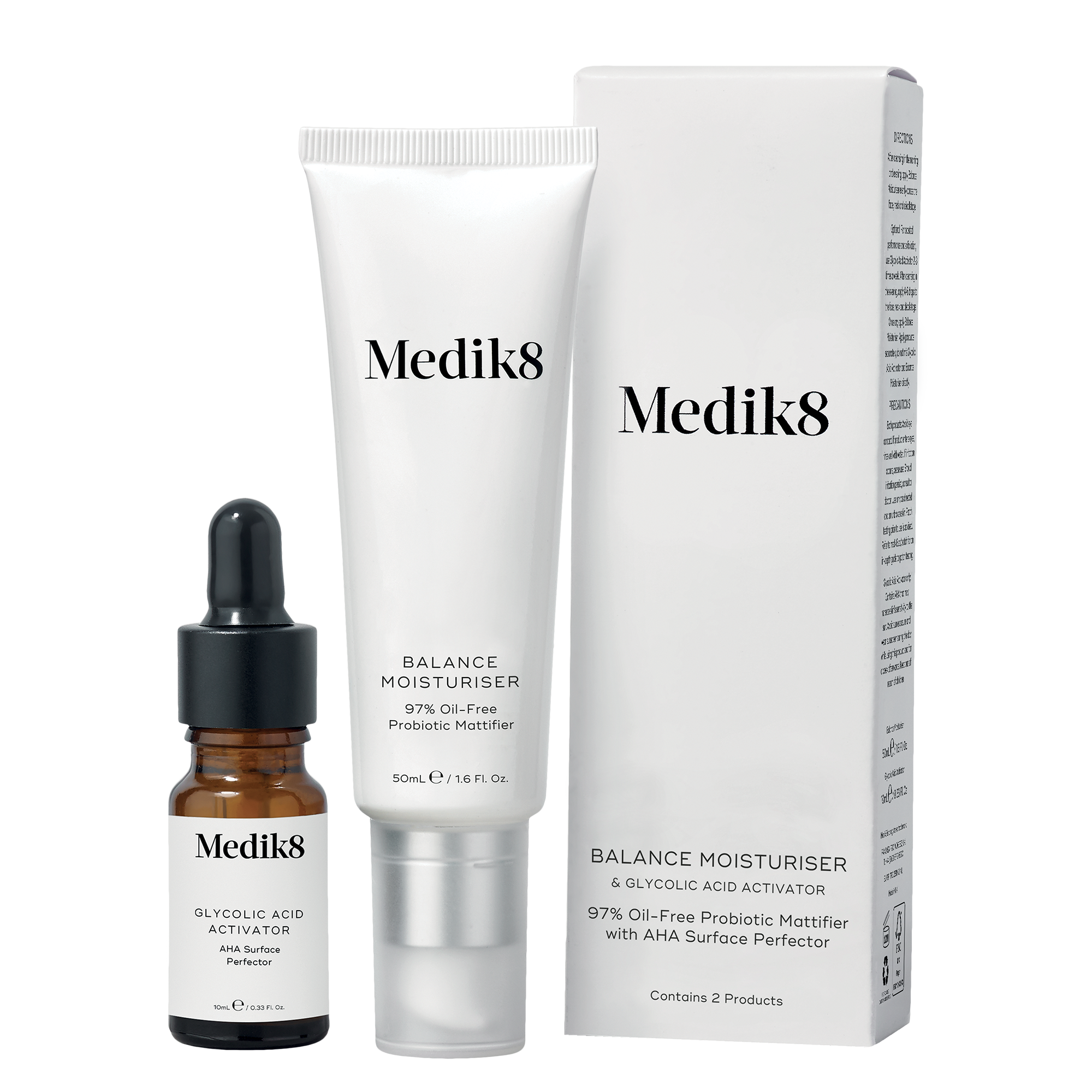 BALANCE MOISTURISER & GLYCOLIC ACID ACTIVATOR zabezpečuje matujúci efekt, ale taktiež eliminuje výskyt baktérií spôsobujúcich vznik akné.